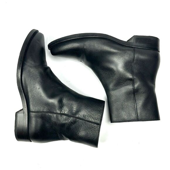 Legres Black Leather Ankle Boots Side Zip Block Heels Italy 36 US 6 - Picture 6 of 14